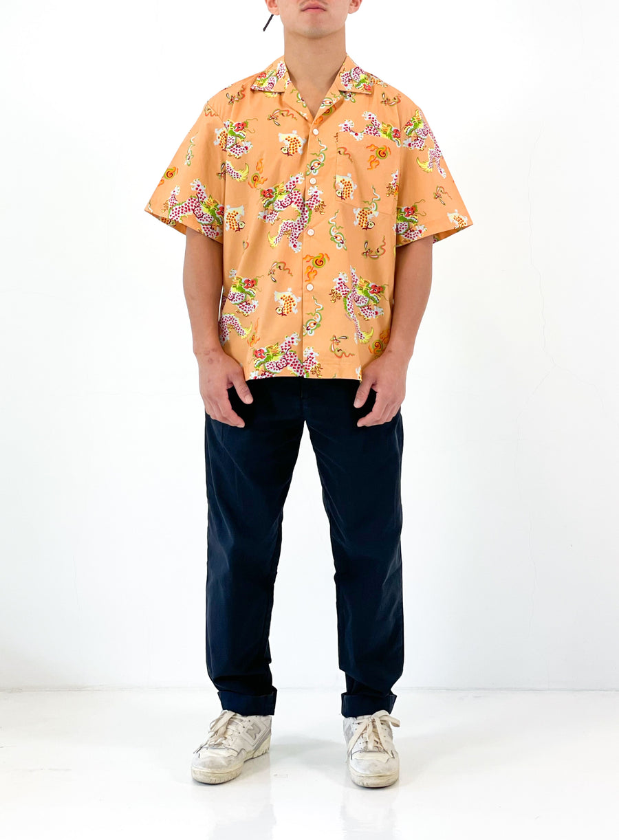 Mens Year of the Dragon Button Down Shirt  | Apricot