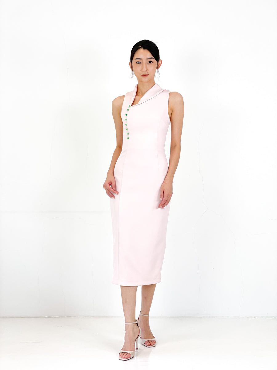 Asymmetrical Jade Midi Dress | Pink