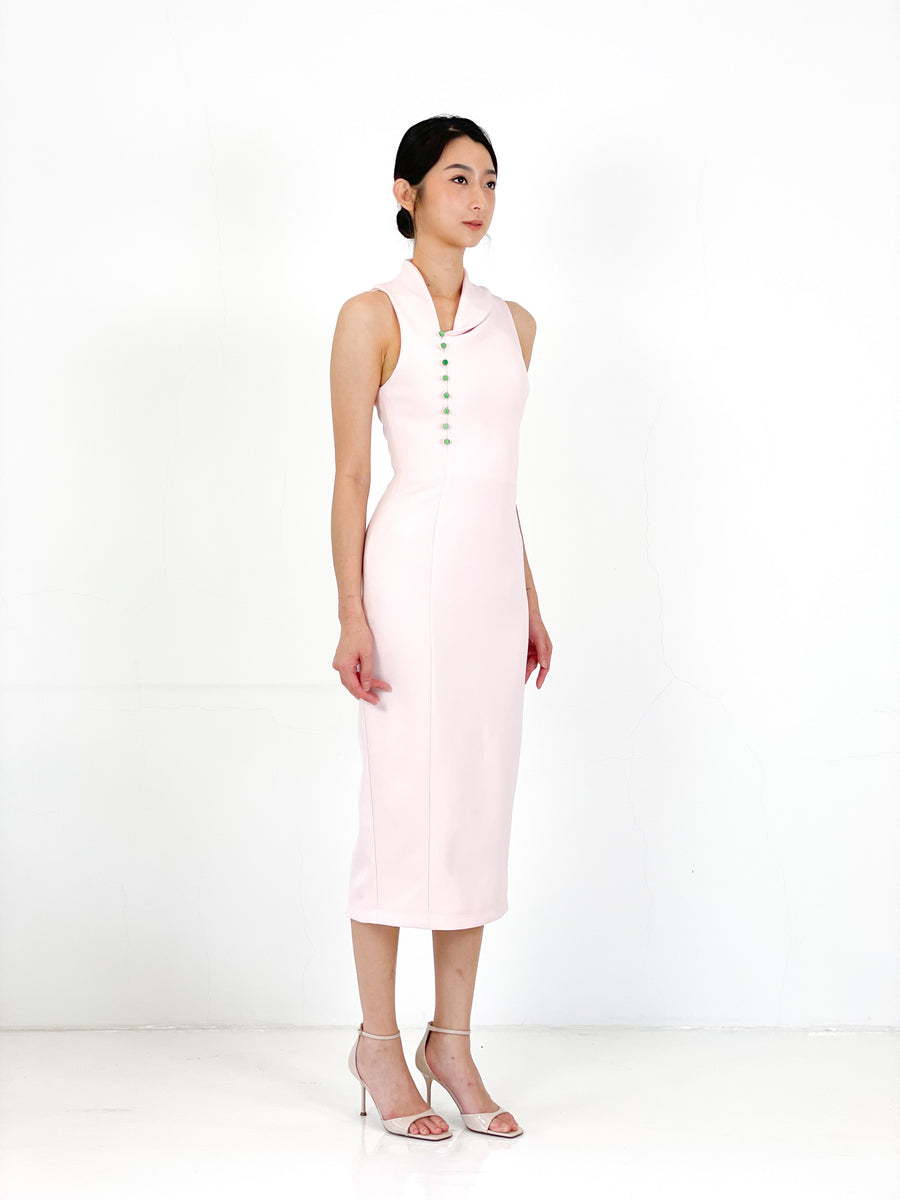 Asymmetrical Jade Midi Dress | Pink