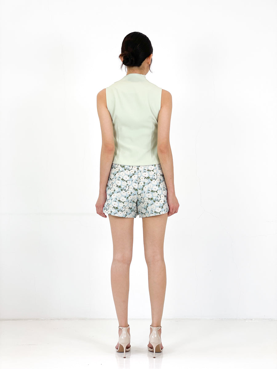 Asymmetrical Jade Button Top | Mint