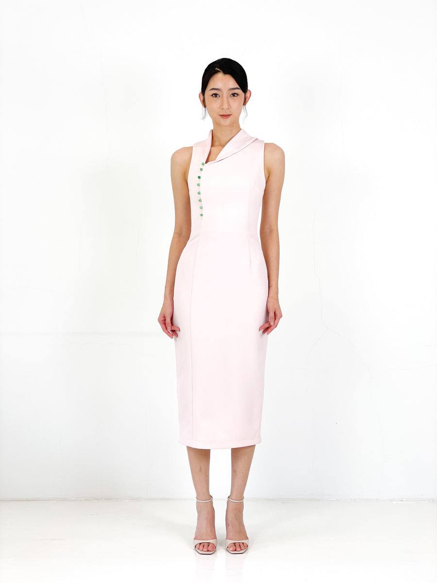 Asymmetrical Jade Midi Dress | Pink
