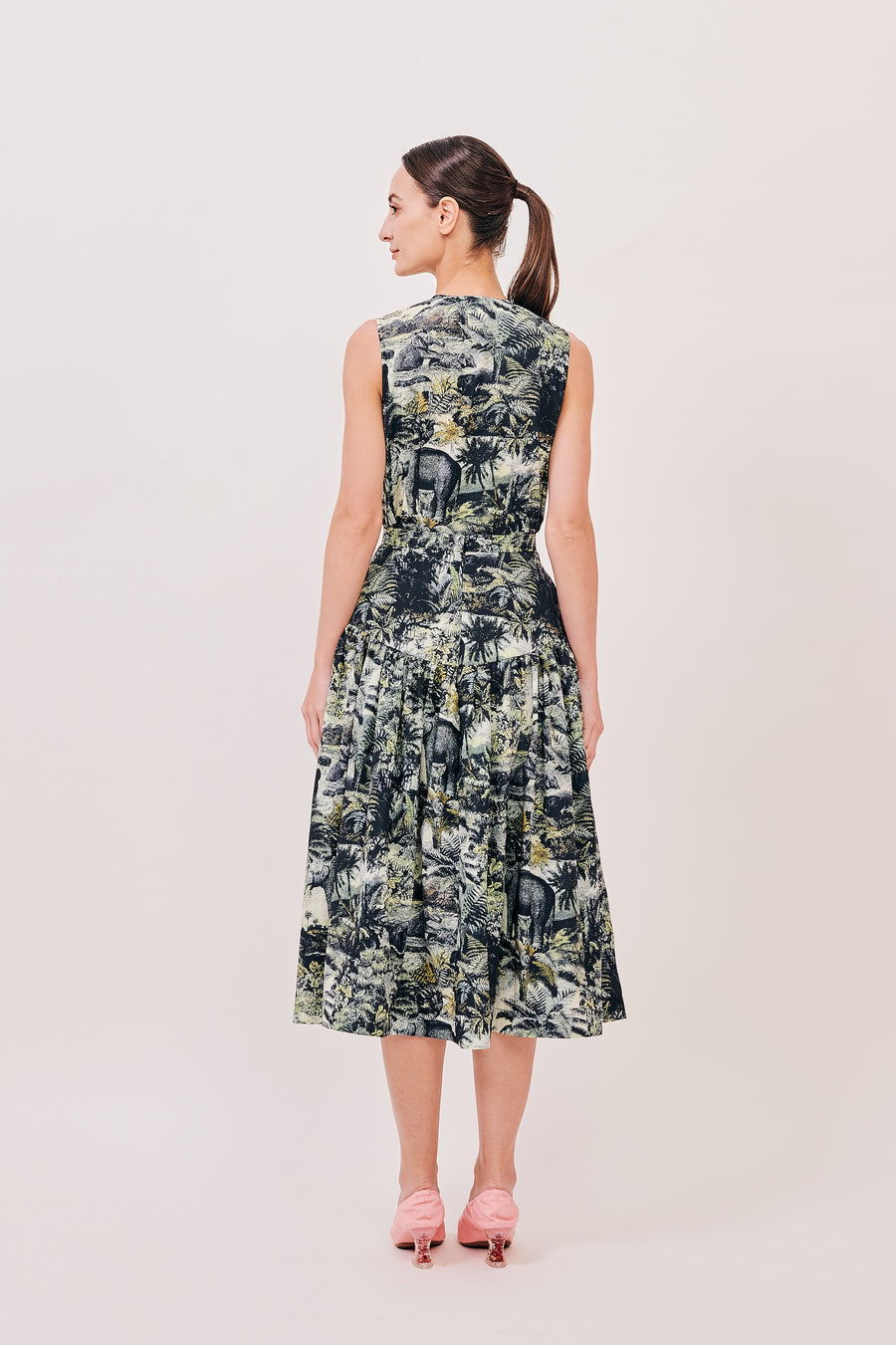 Gathered Hip Flare Midi | Jungle