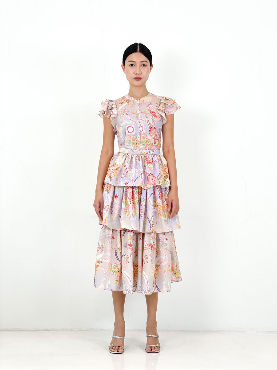 Frill Sleeve Button Down Top  | Lilac