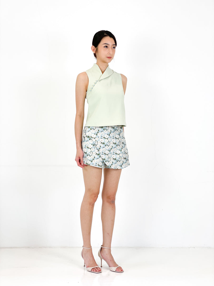 Asymmetrical Jade Button Top | Mint