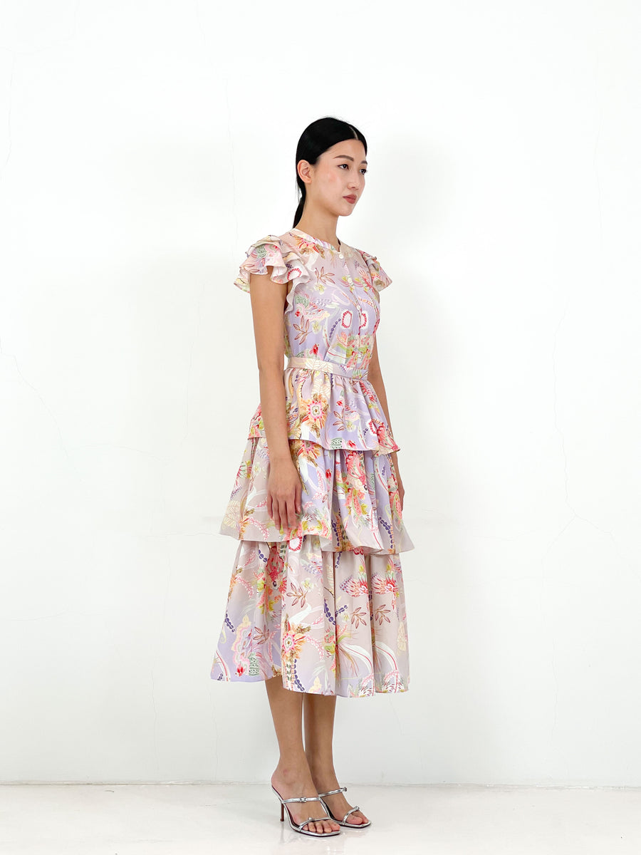 Frill Sleeve Button Down Top  | Lilac