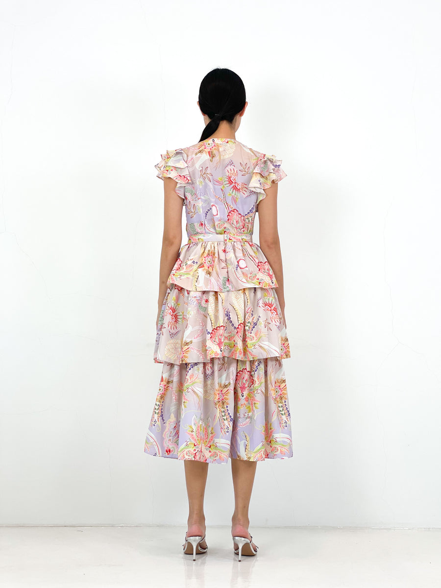 Frill Sleeve Button Down Top  | Lilac