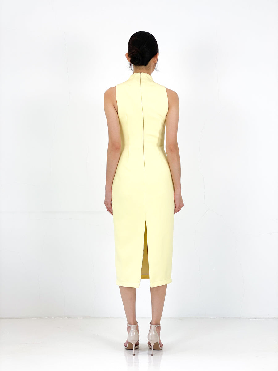 Asymmetrical Jade Midi Dress | Yellow