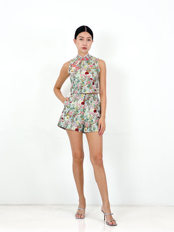 Brocade Qipao Crop Top | Multi Floral