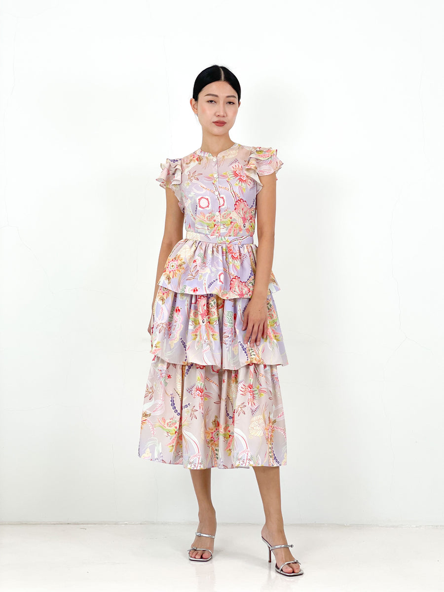 Frill Sleeve Button Down Top  | Lilac