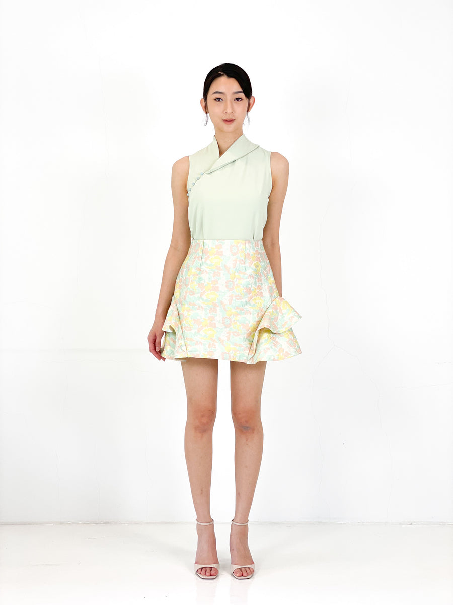 Asymmetrical Jade Button Top | Mint