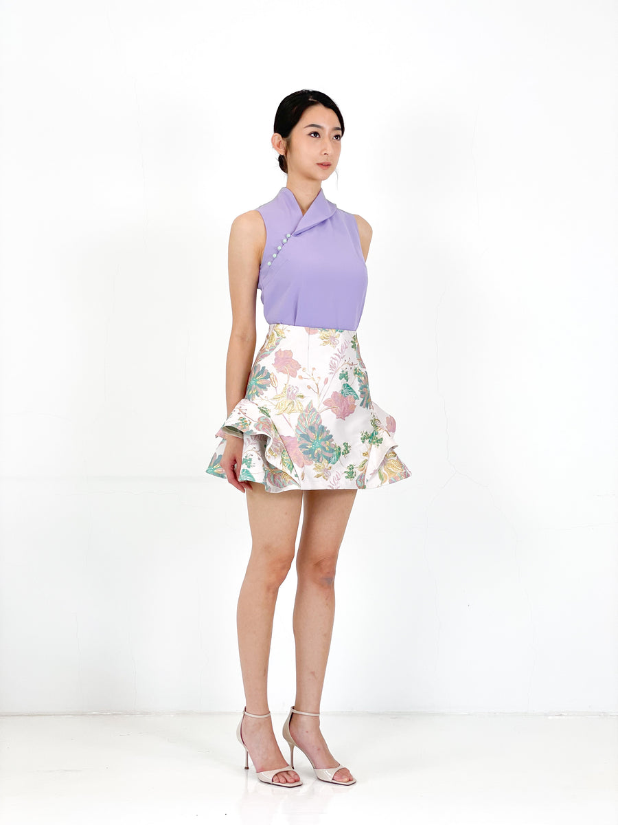 Asymmetrical Jade Button Top | Lilac