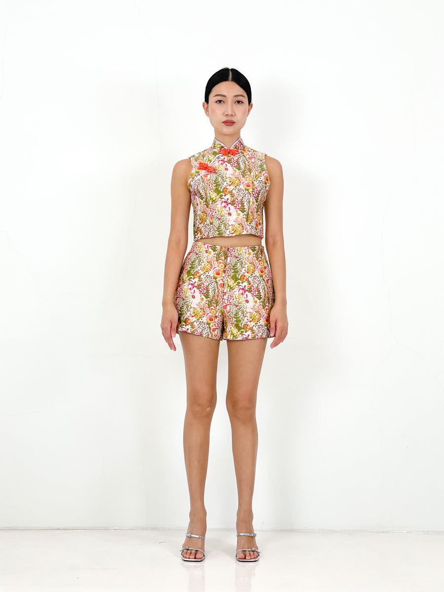 Brocade High Waisted Flare Shorts | Wisteria