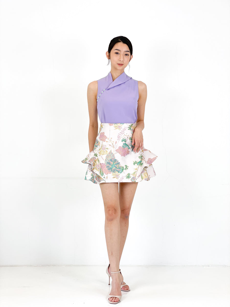 Asymmetrical Jade Button Top | Lilac