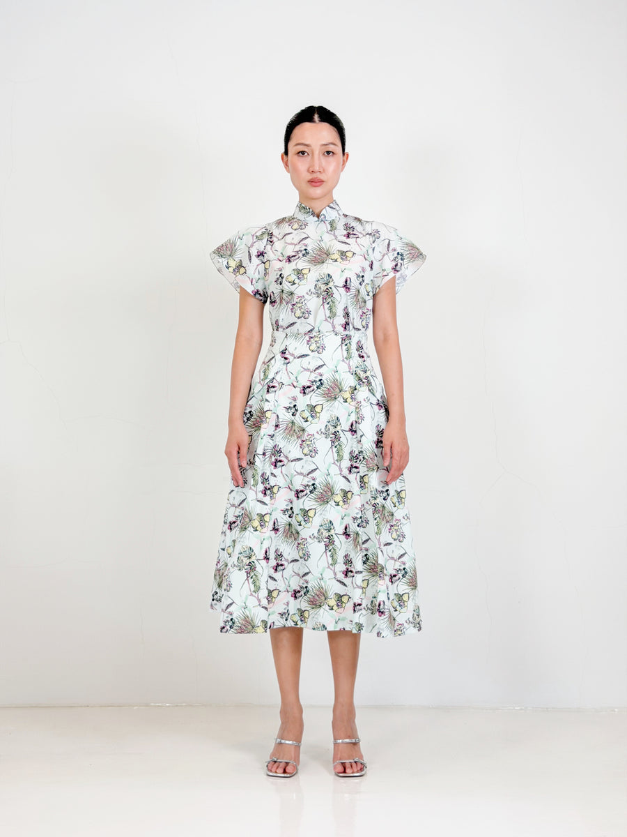 Butterfly Sleeve Qipao Top  |  Mint Floral
