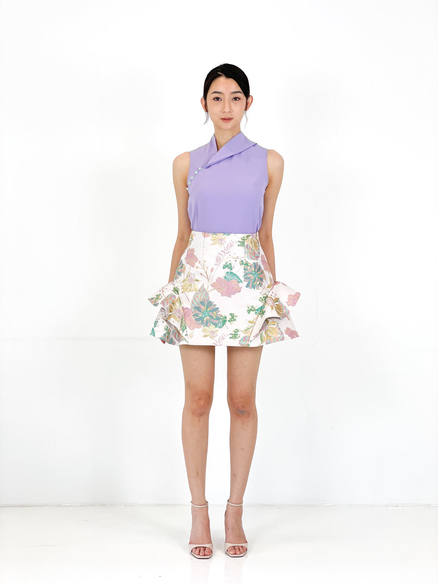 Asymmetrical Jade Button Top | Lilac