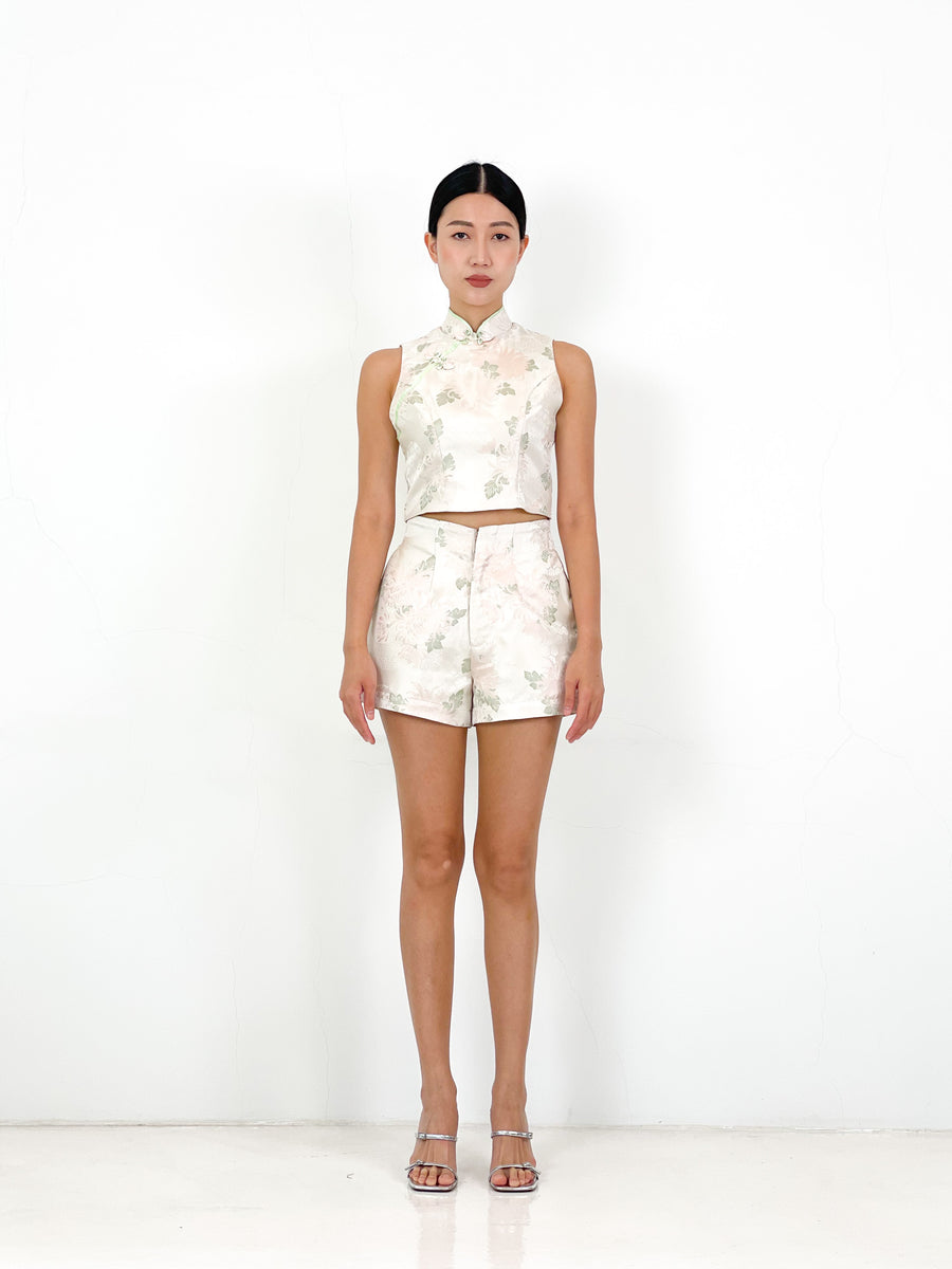 Brocade High Waisted Flare Shorts | Haze