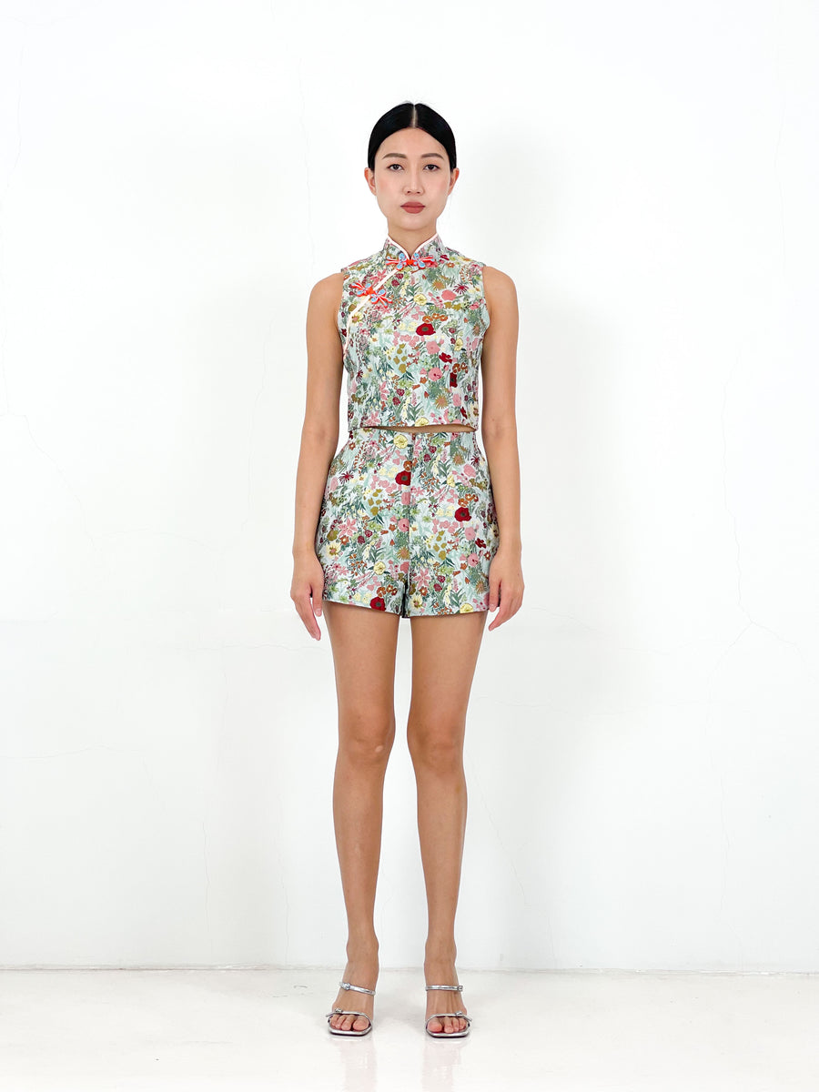 Frill Sleeve Button Down Top  | White Floral