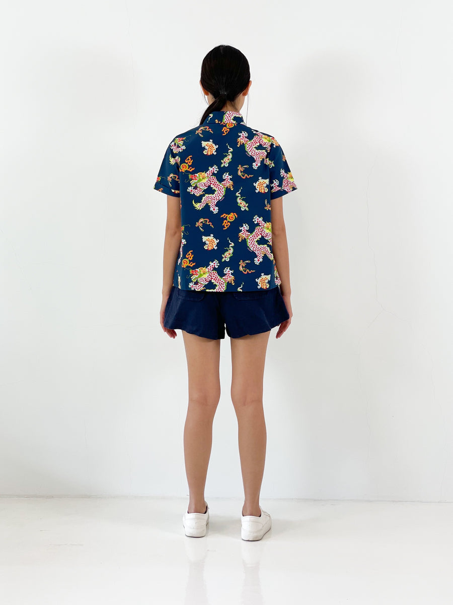 Year of the Dragon Button Down Shirt  | Navy