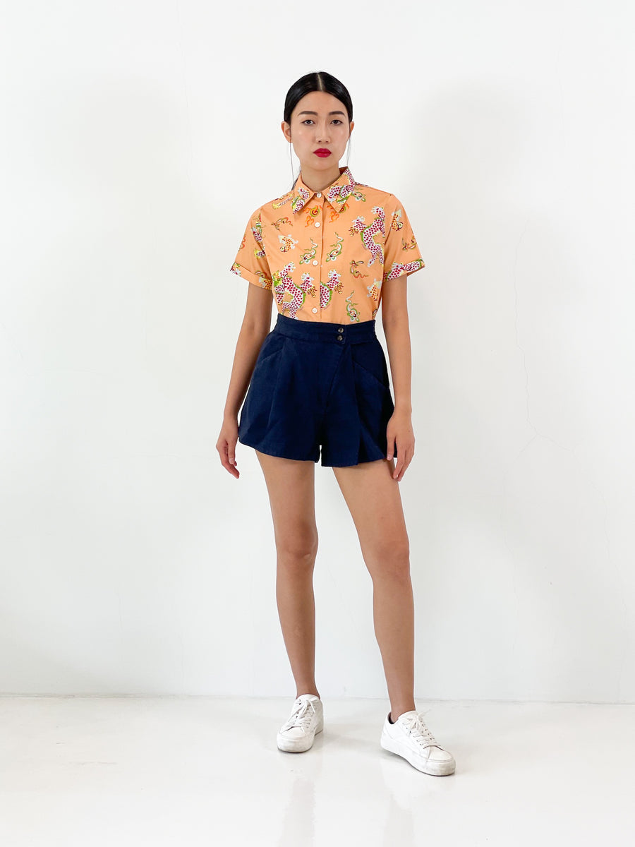 Year of the Dragon Button Down Shirt  | Apricot