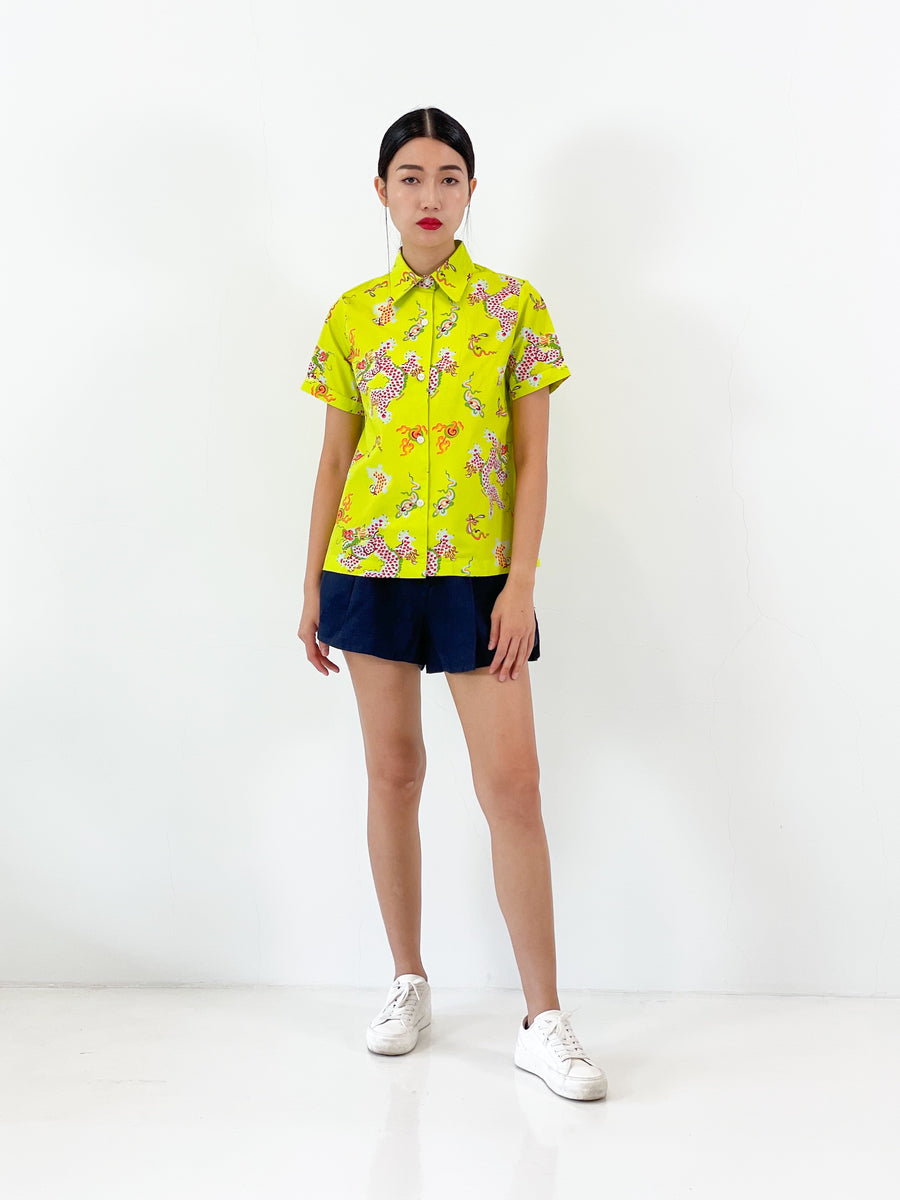 Year of the Dragon Button Down Shirt  | Chartreuse