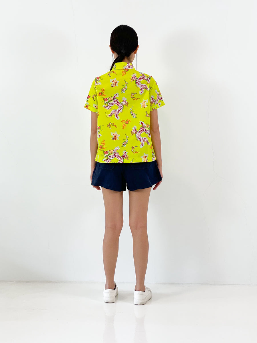 Year of the Dragon Button Down Shirt  | Chartreuse