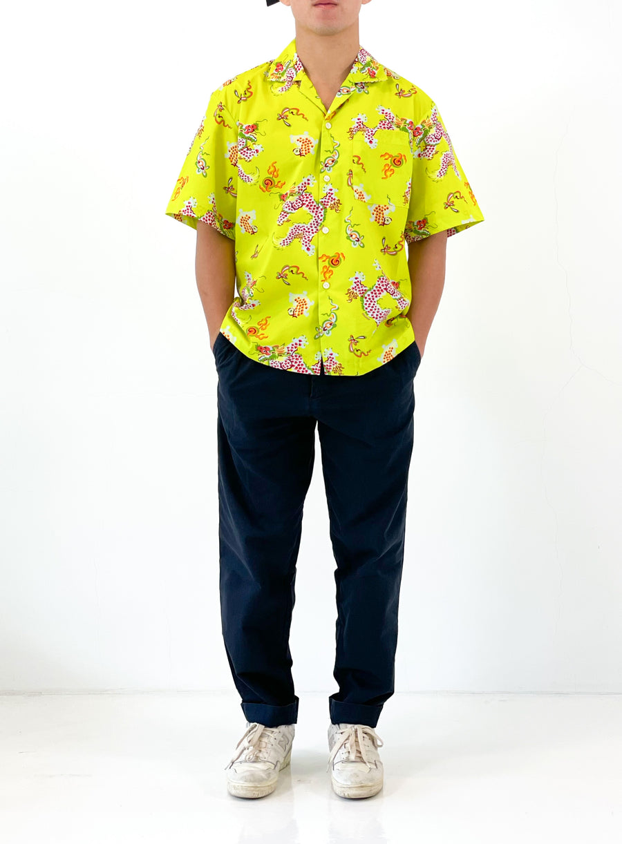 chartreuse mens dress shirt The Notched Collar Long Sleeve Shirt, Silk Twill