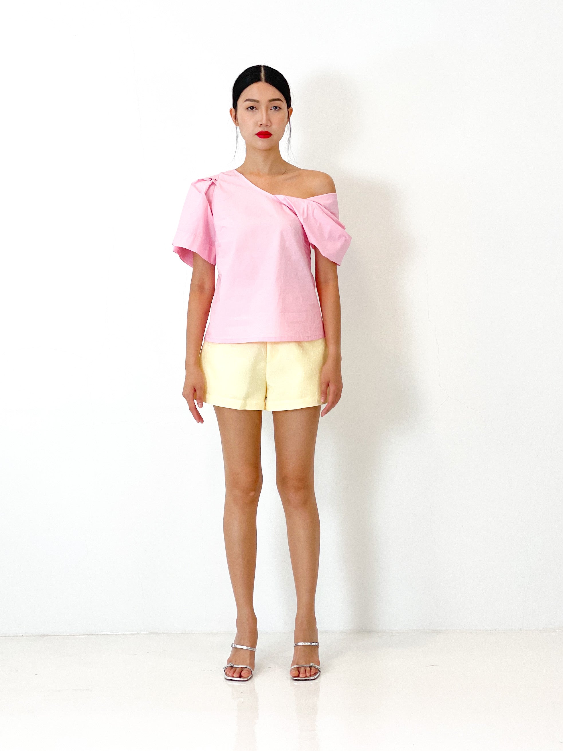Asymmetrical Off Shoulder Top | Pink – Maarimaia