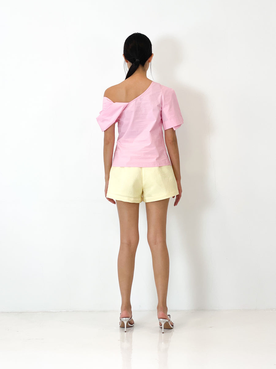 Asymmetrical Off Shoulder Top  | Pink