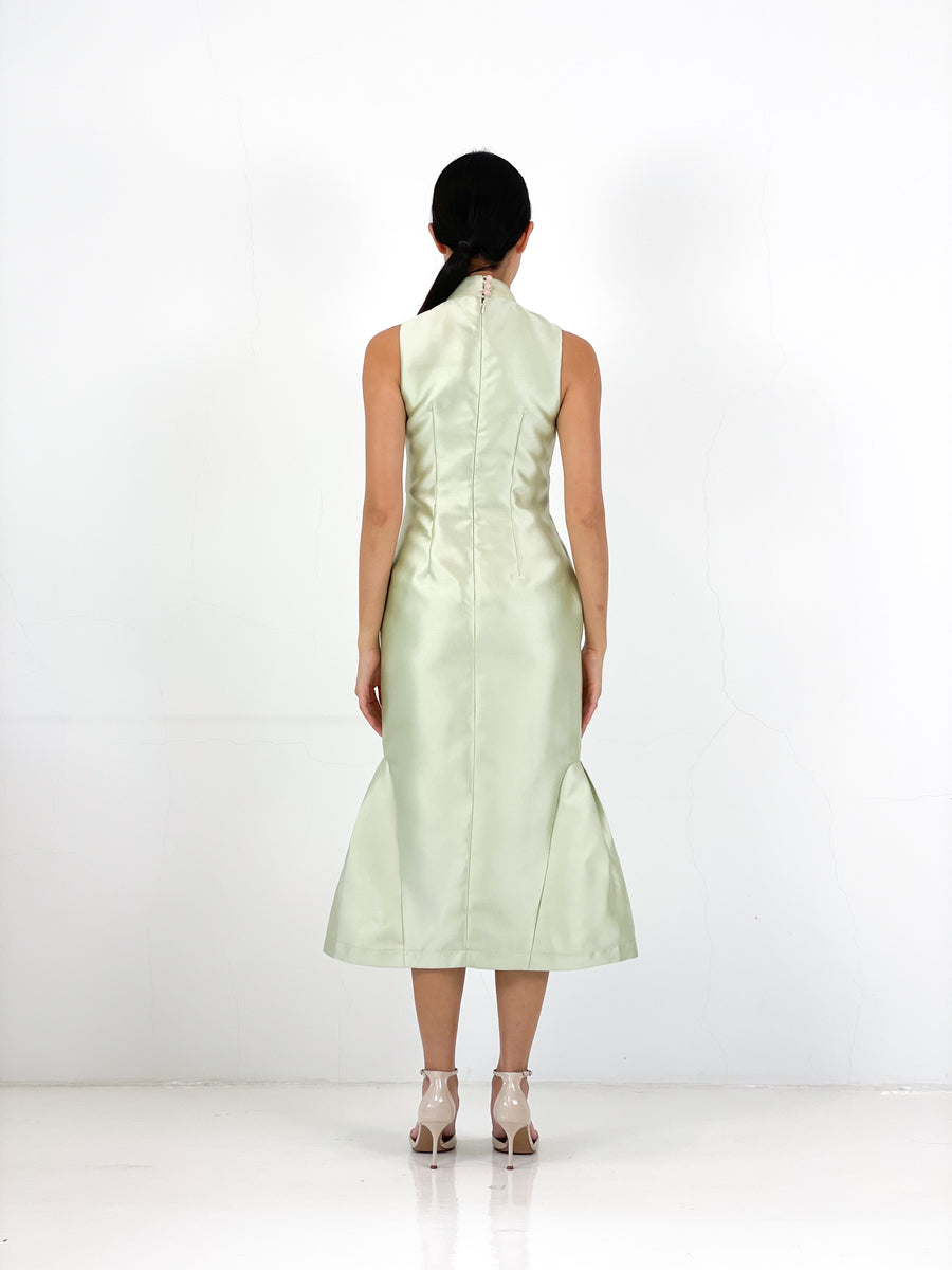 Brocade Mermaid Midi Qipao | Mint