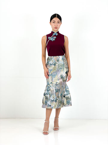 Brocade Mermaid Pencil Skirt | Blue Parrot