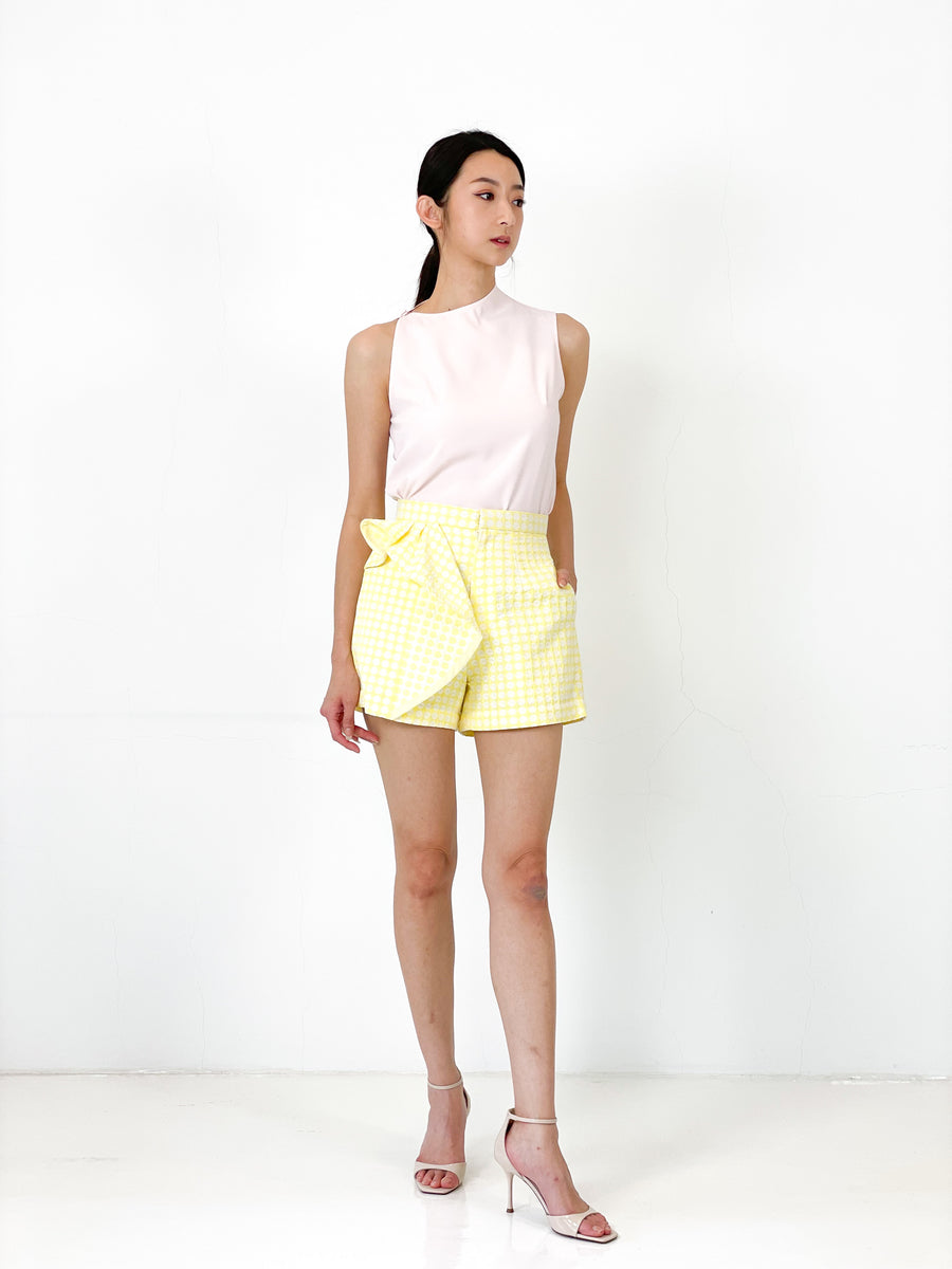 Brocade Frill Pocket Short | Yellow