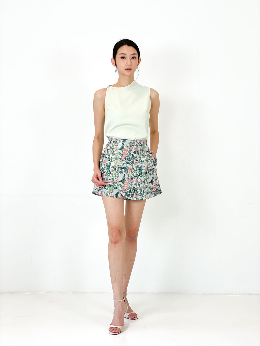 Brocade Asymmetrical Skorts | Jungle