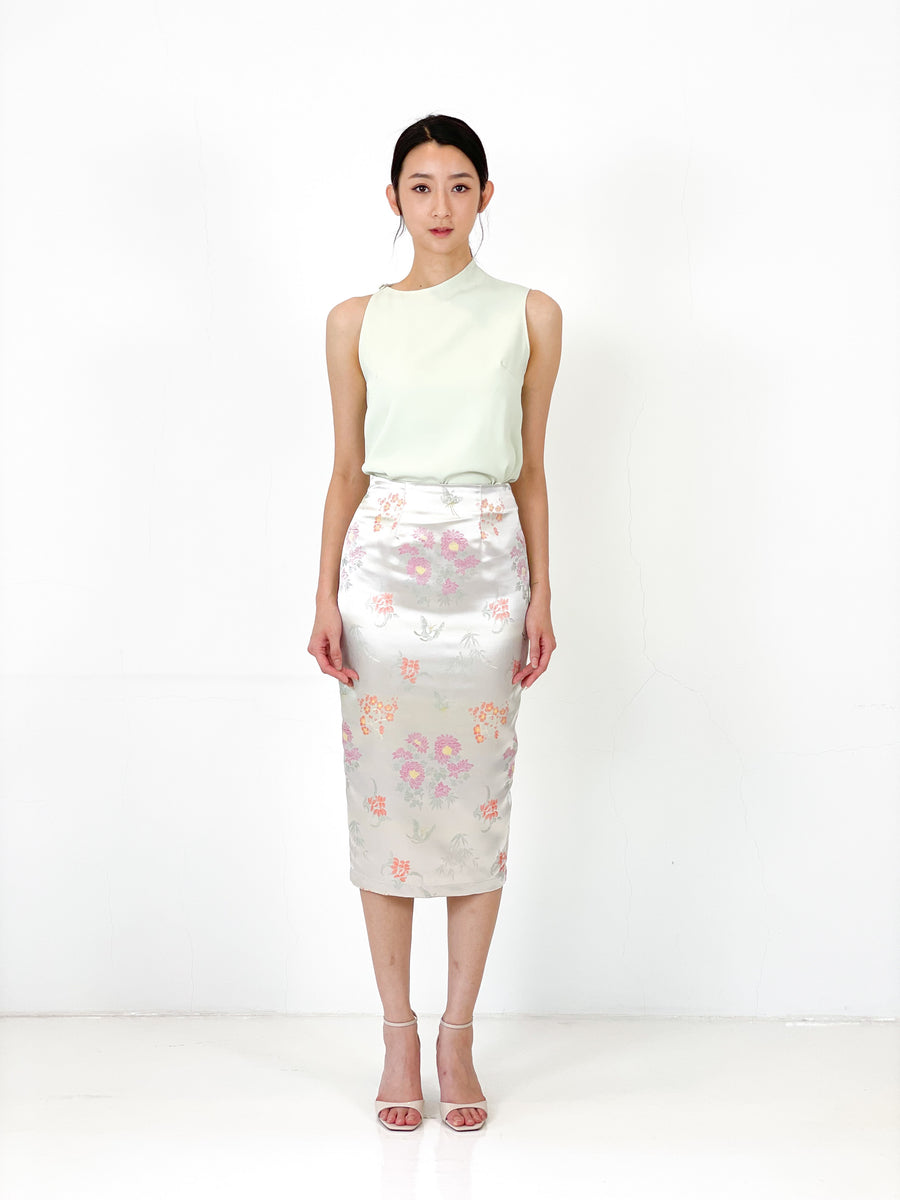 Brocade Pencil Skirt | Ivory