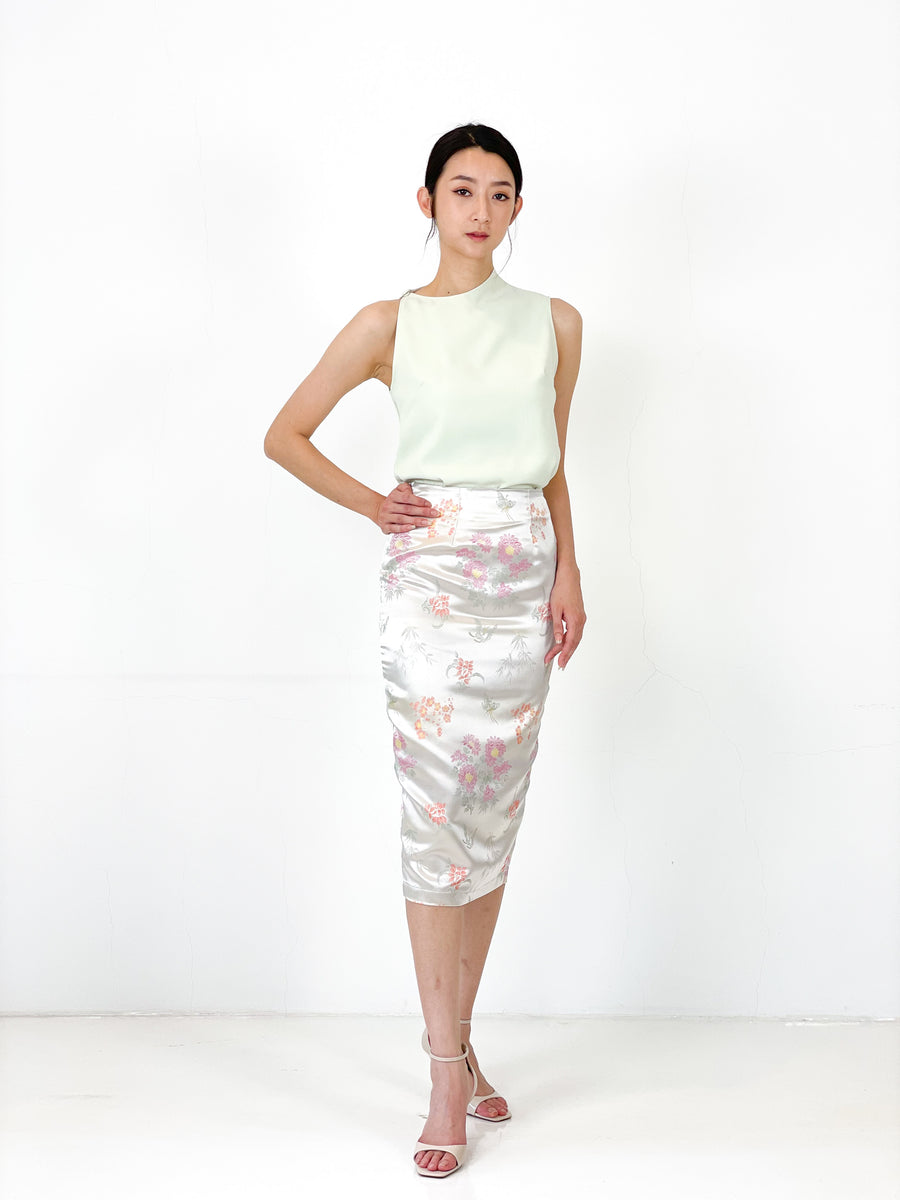 Brocade Pencil Skirt | Ivory