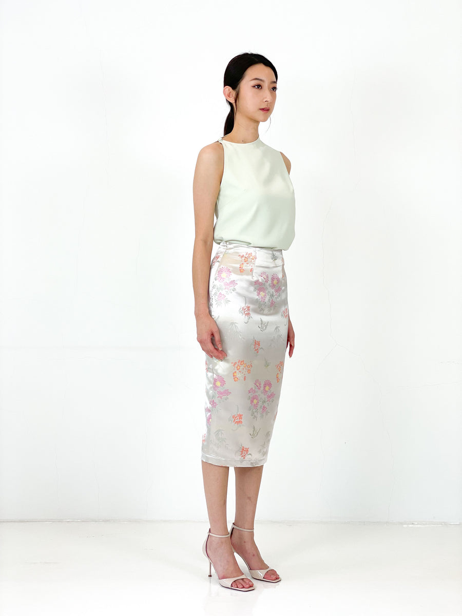 Brocade Pencil Skirt | Ivory