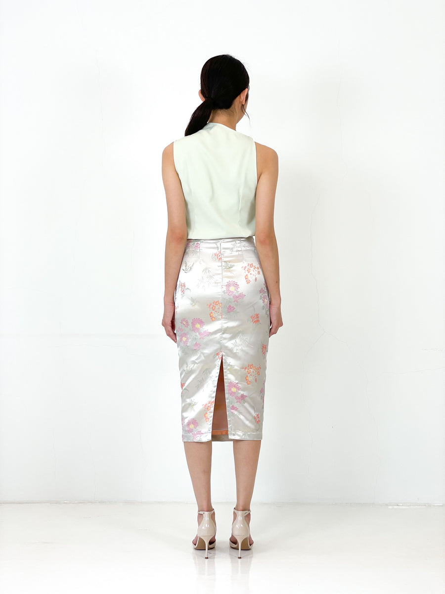 Brocade Pencil Skirt | Ivory