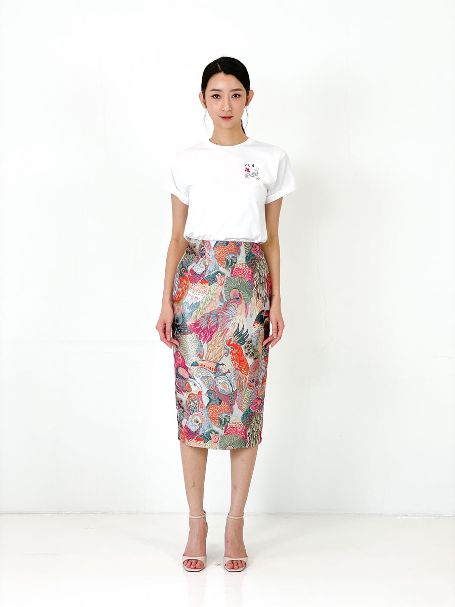 Brocade Pencil Skirt | Pink Parrot