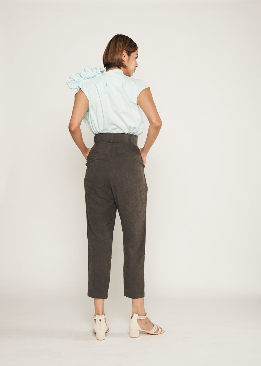 Statement Shoulder Side Gathered Top  | Blue