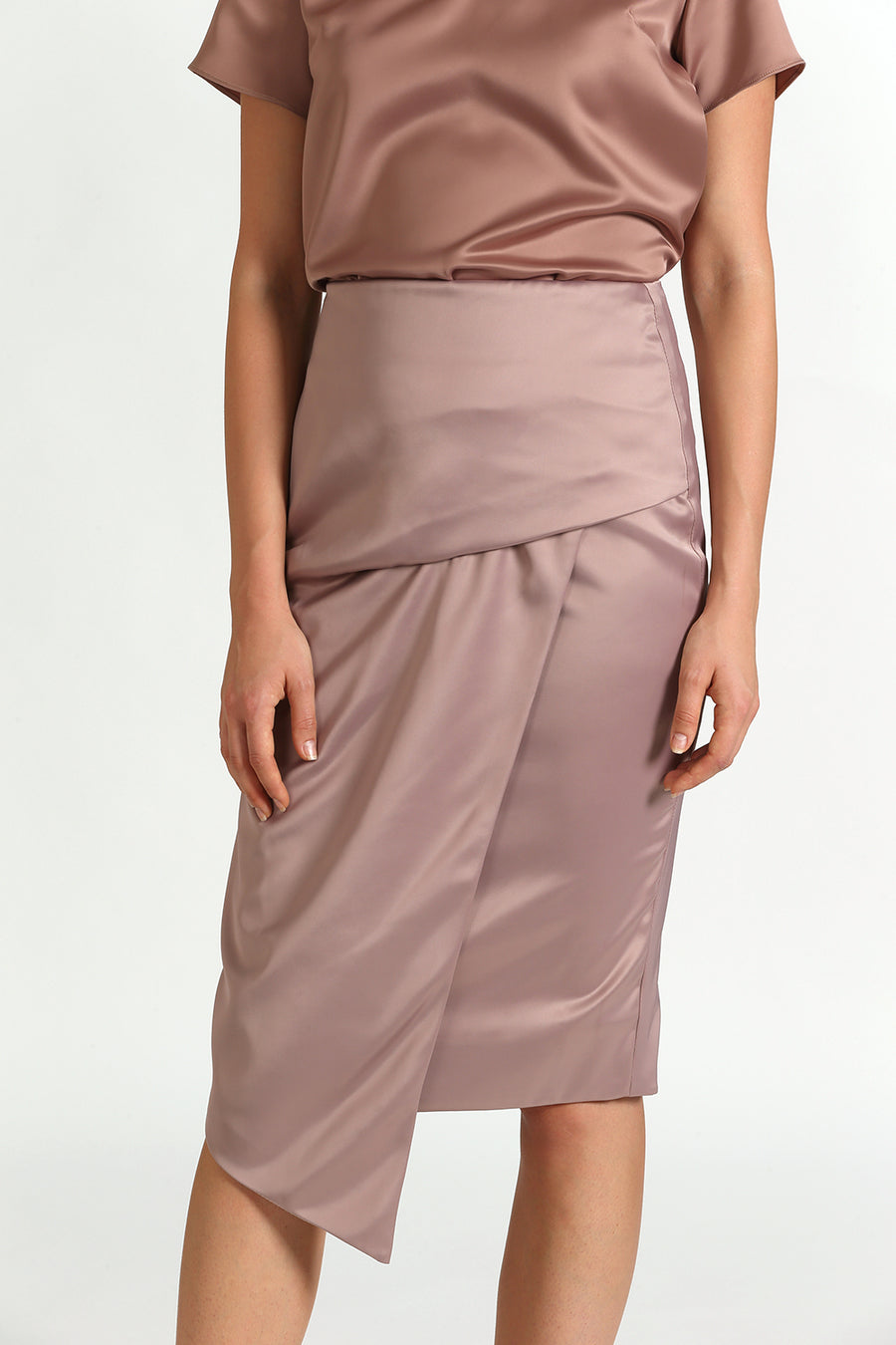Asymmetrical Wrap Front Skirt