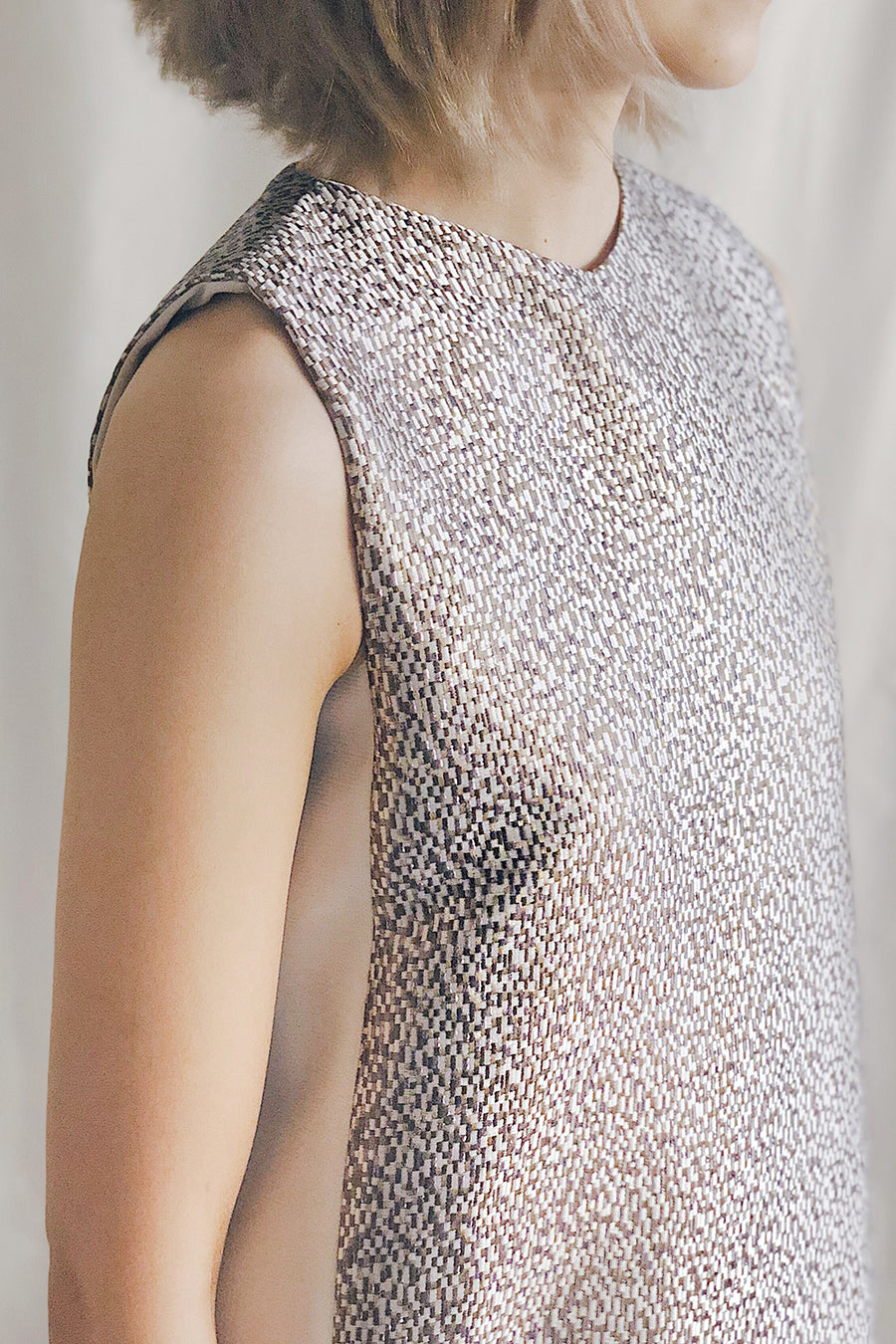 Metallic Panel Midi Dress | Silver