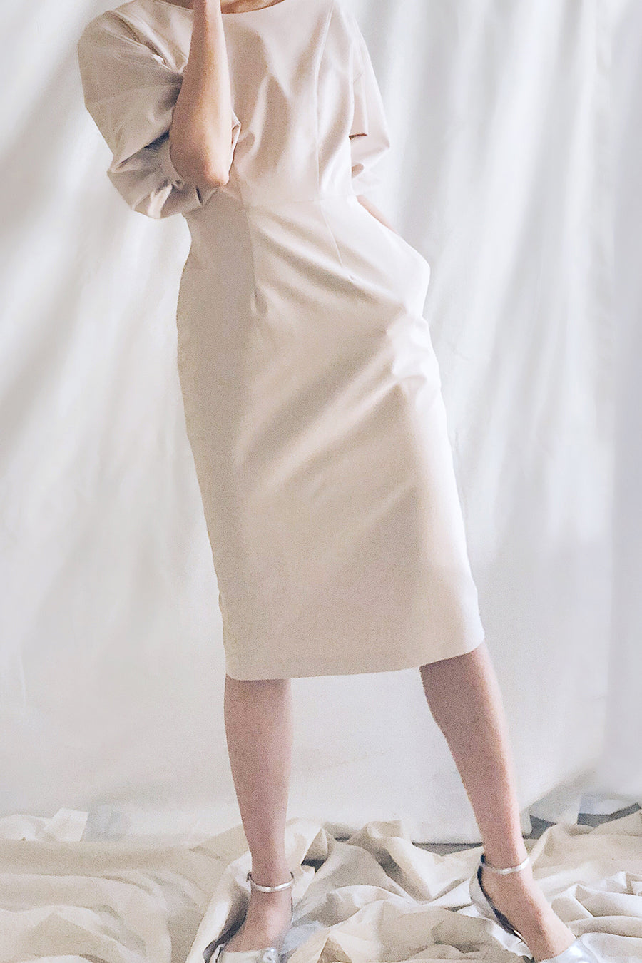 Balloon Sleeve Boat Neck Midi Dress | Leopard