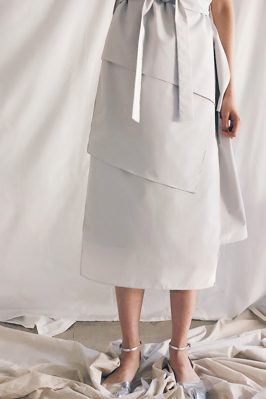 Button Up Multilayer Belted Midi | Lilac