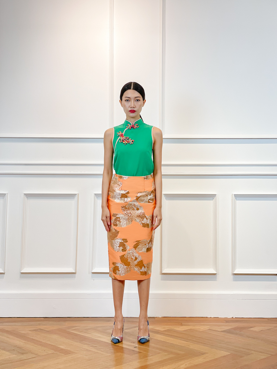 Gold sales pencil skirt