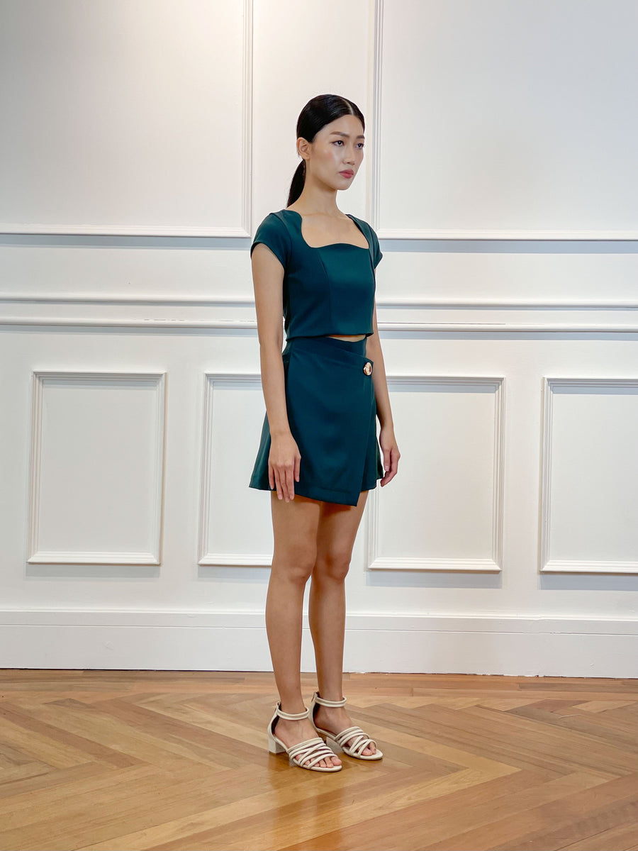 Highwaist Flare Skorts | Green